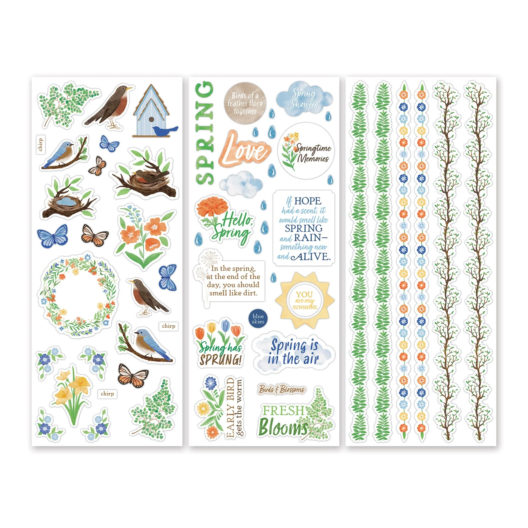 Birds & Blossoms Stickers (3/pk)