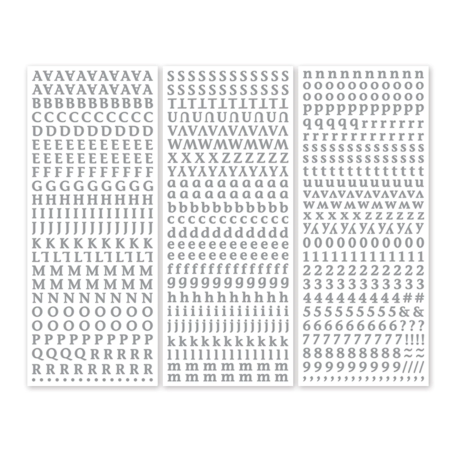 Cool Gray Classy Mini ABC/123 Stickers (3/pk)