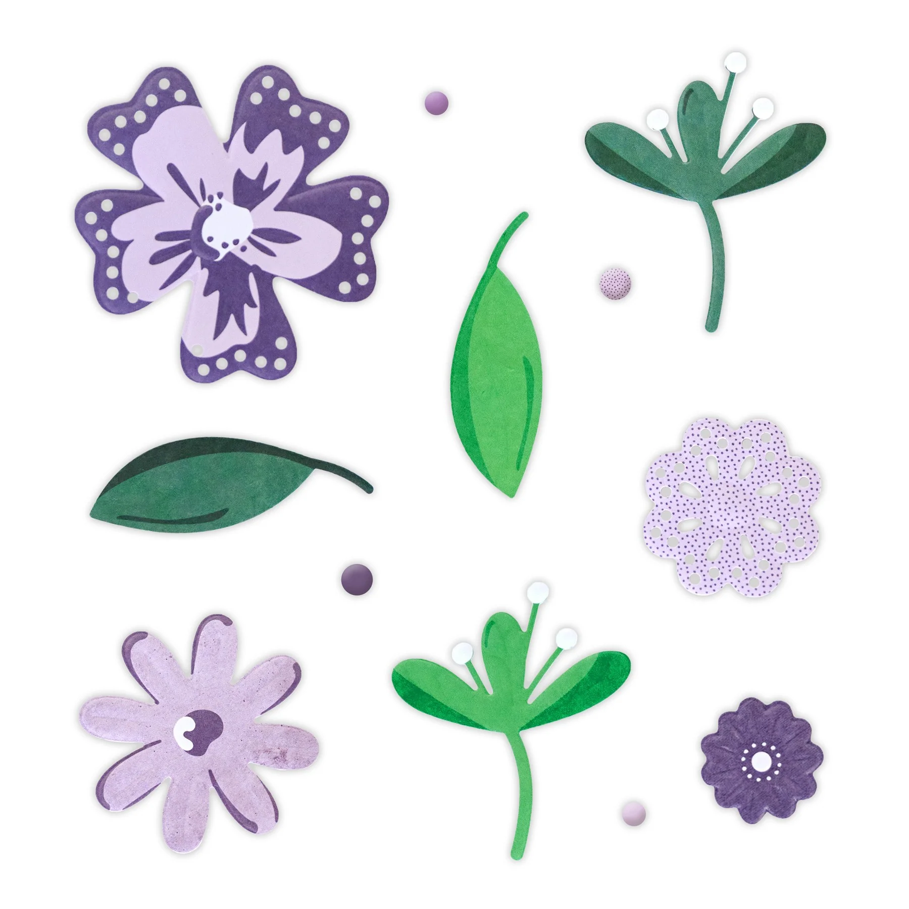 Purple Floral Essential Embellishments