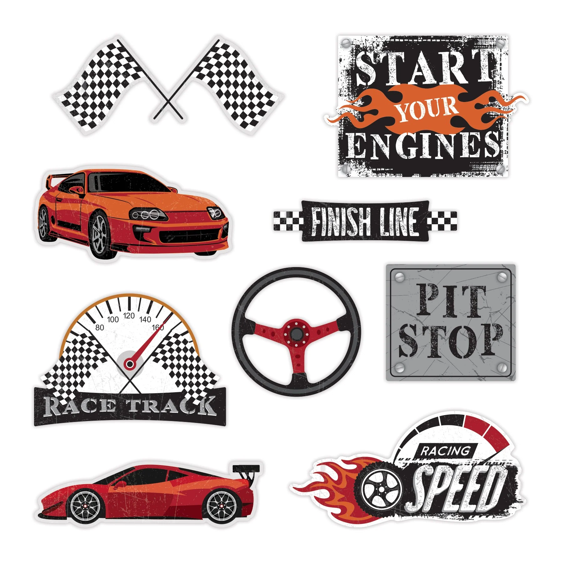 Revved Up! Car Racing Embellishments (9/pk)