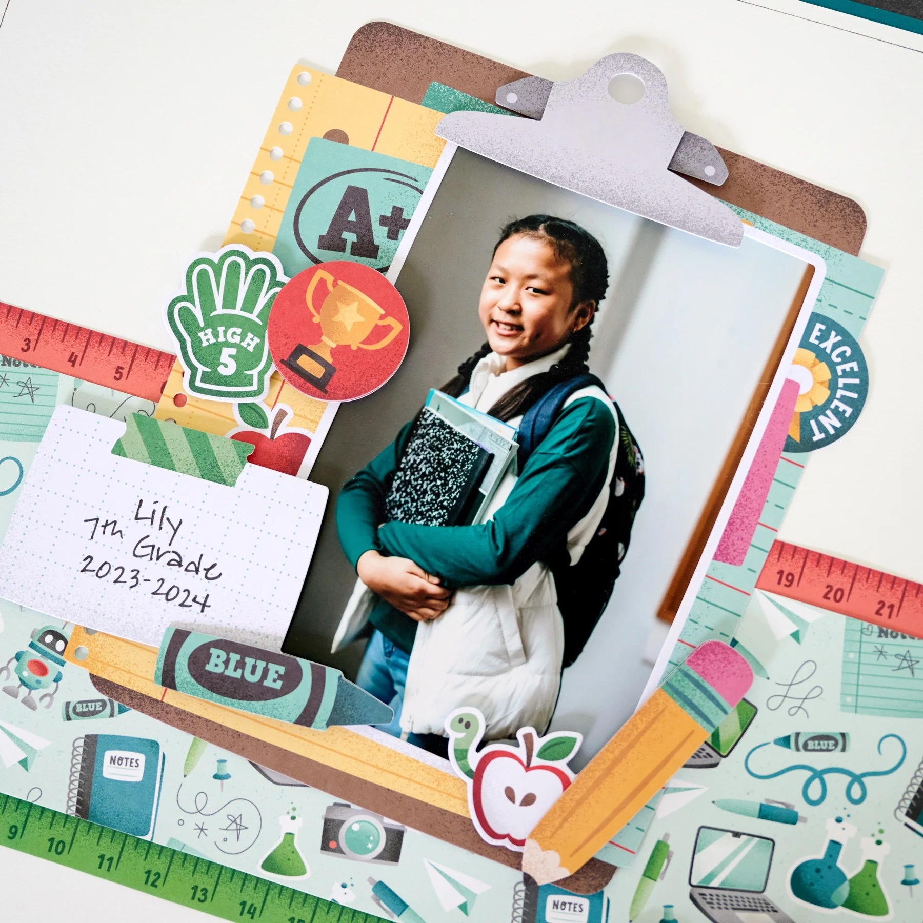 School Dayz XL Layered Clipboard Frame Embellishment (1/pk) - Image 2