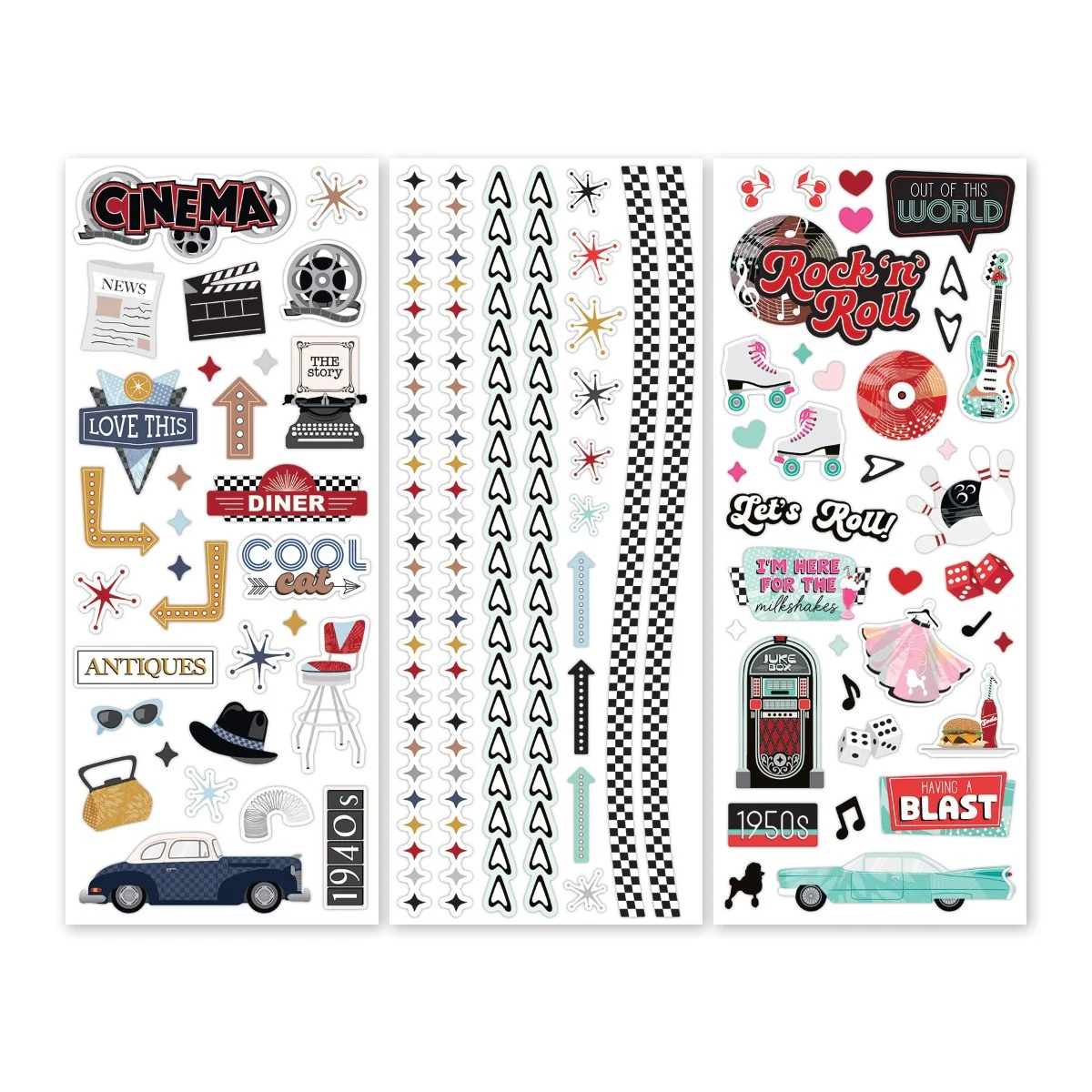 Through the Years: 1940s-1950s Stickers (3/pk)