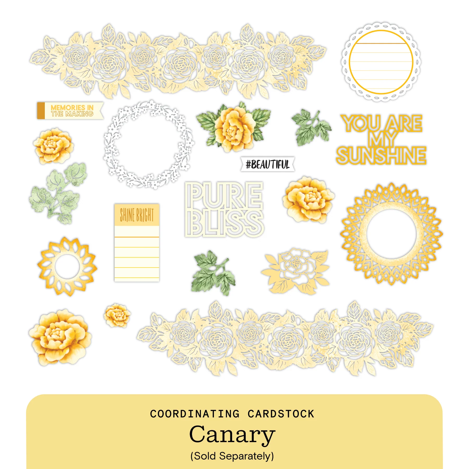 Vivid Melodies 2 Embellishments (20/pk) - Canary